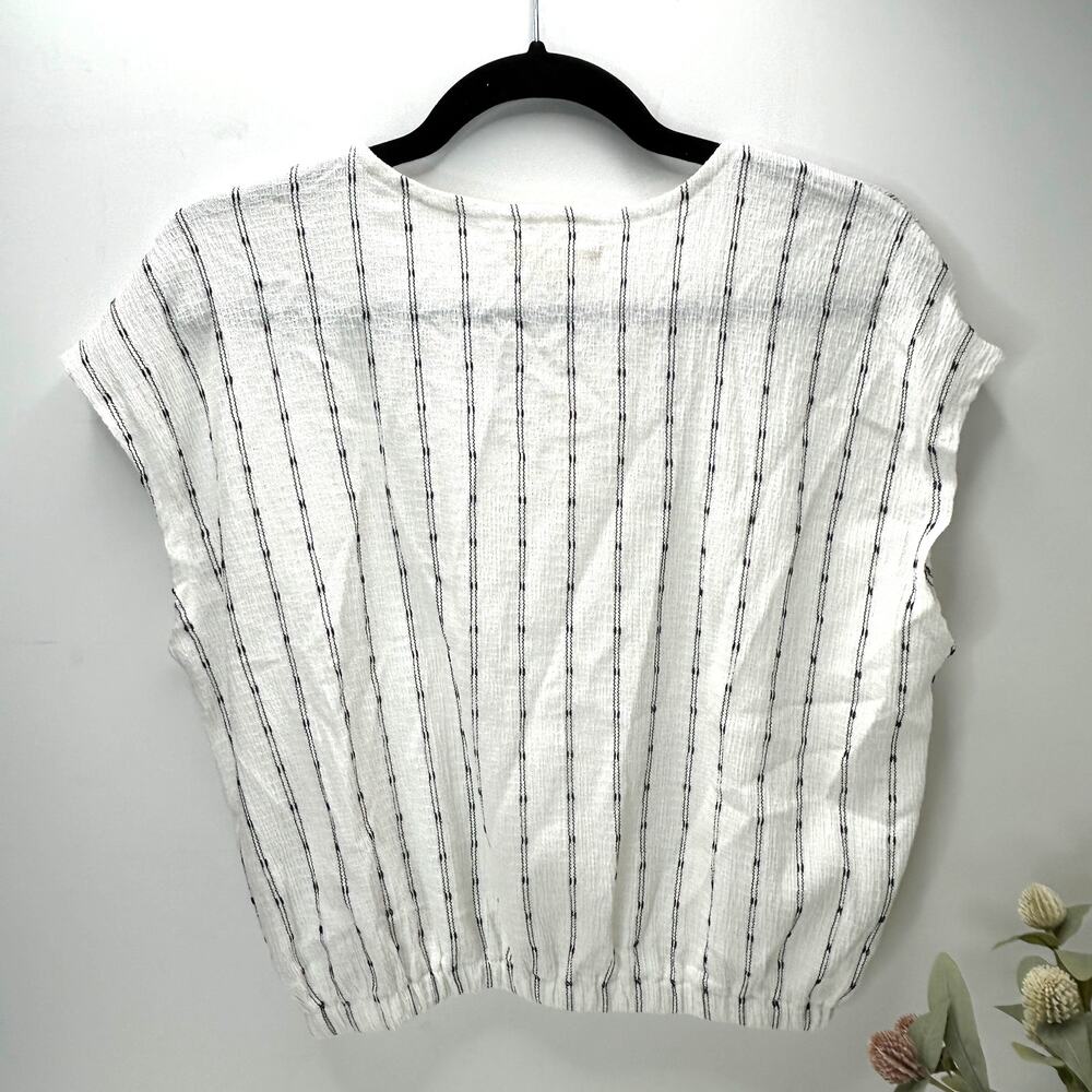 Madewell Boxy Cap Sleeve Gauze Striped Top White/Black Women XS NWT - Picture 3 of 8